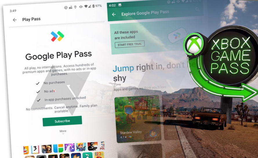 Google podpatruje Xbox Game Pass od Microsoftu. Google Play Pass na pierwszych screenach