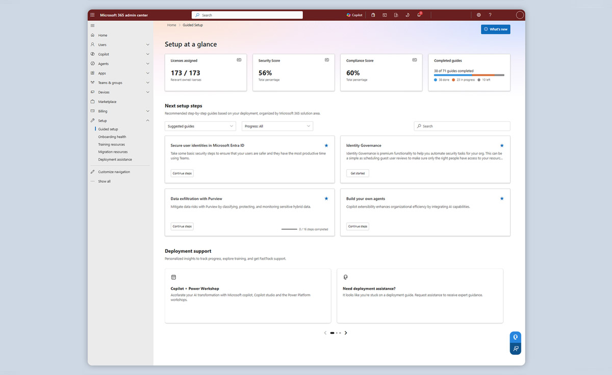 Microsoft 365 z nowym panelem konfiguracji. Wsparcie AI przy wdrażaniu