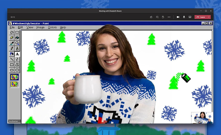 Coś pięknego! Brzydkie swetry Windows i obrazy tła z MS Paint dla Teams i Skype'a