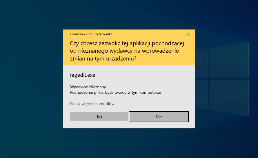 Kontrola konta użytkownika - jak ją całkowicie wyłaczyć w Windows 10?