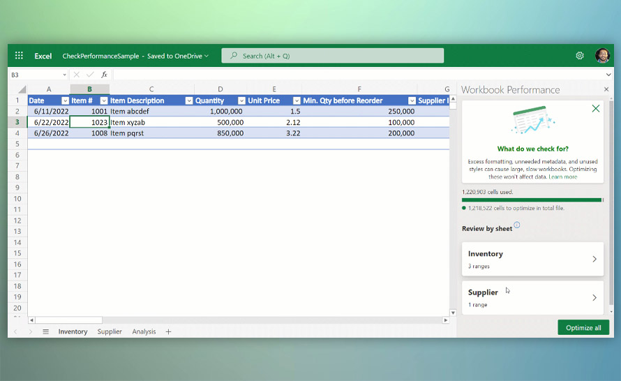 Optymalizowanie wydajności arkusza w Excelu na Windows