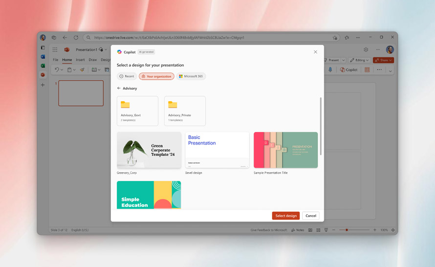 Tworzenie firmowych prezentacji z szablonu. Nowa funkcja Copilota w PowerPoint