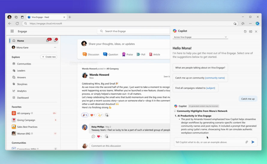Microsoft 365 Copilot w Viva Engage już ogólnodostępny. Co nowego?