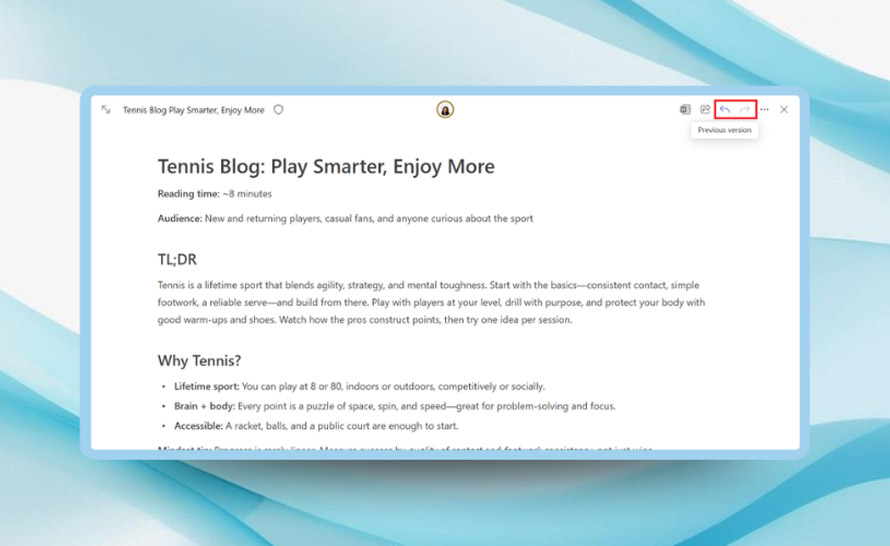 Microsoft 365 Copilot Pages. Jak przeglądać i przywracać poprzednie wersje?