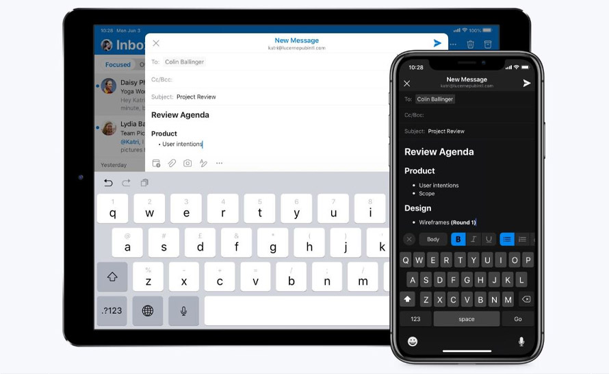 Nowe opcje formatowania w Outlook na iOS