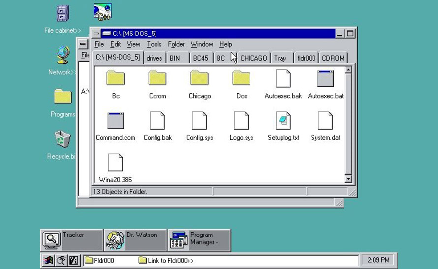 Karty w Eksploratorze plików były testowane już w Windows 95
