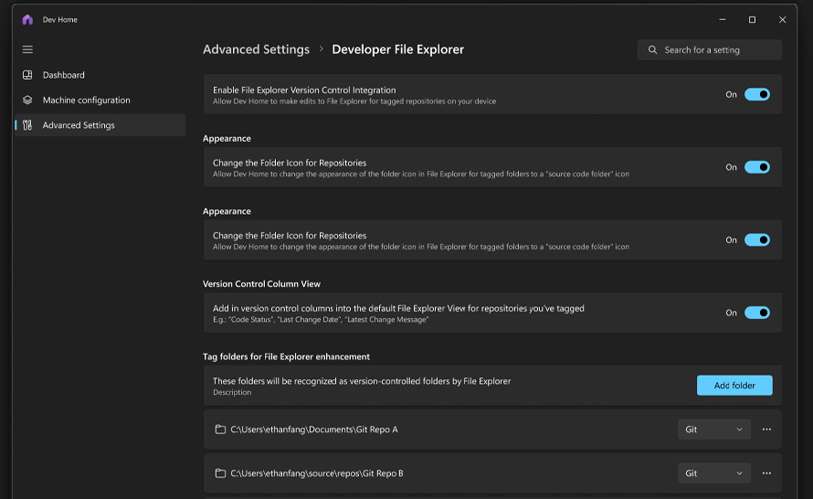 Zaawansowane Ustawienia Windows w Dev Home na Windows 11