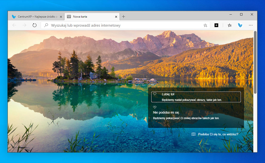Windows Spotlight dostarcza tła dla strony nowej karty w Edge