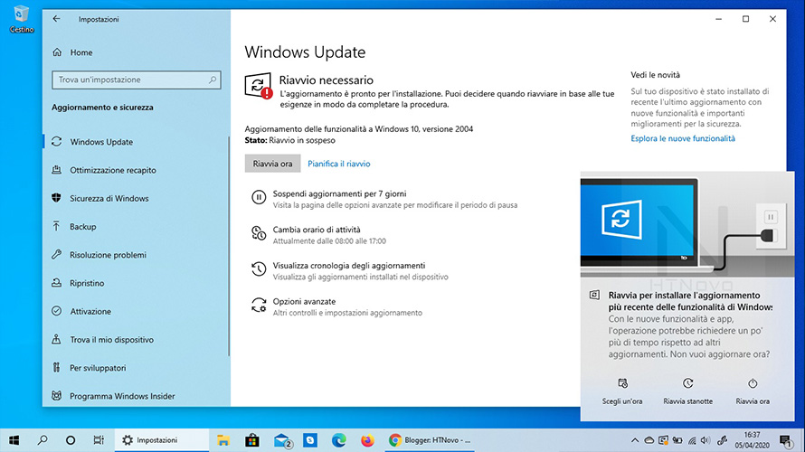 Ulepszone powiadomienia od Windows Update w Windows 10 2004