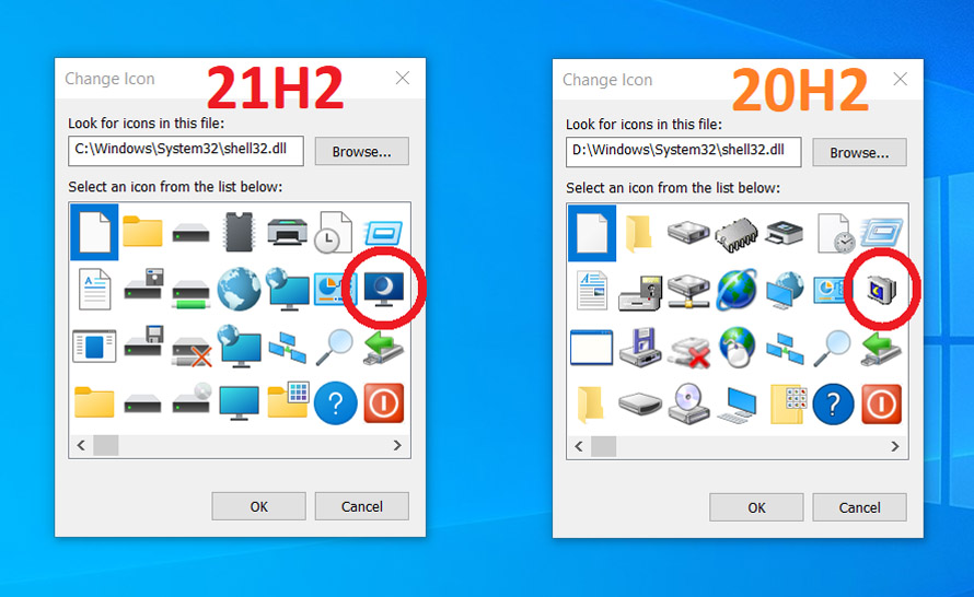 Windows 10 21H2 zaktualizuje ikony zapomniane od czasów Windows 95