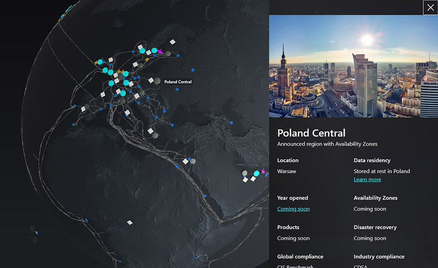 Nowa, interaktywna mapa 3D globalnej infrastruktury Microsoft Azure