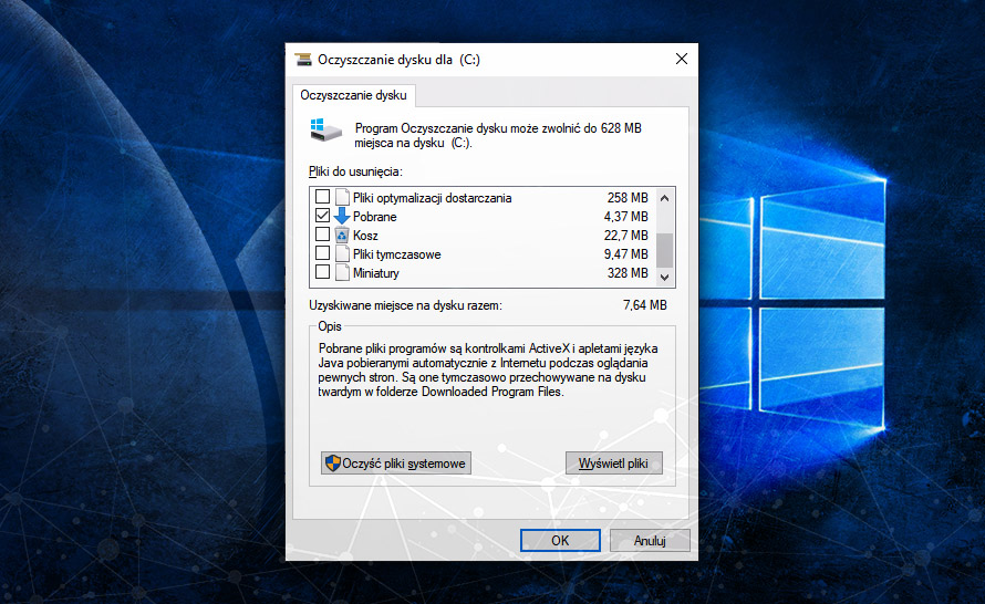 Oczyszczanie dysku nie usunie już zawartości folderu Pobrane w Windows 10 20H1