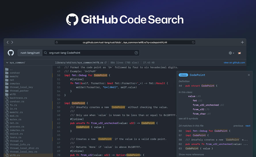 Ulepszone wyszukiwanie kodu w GitHub Code Search