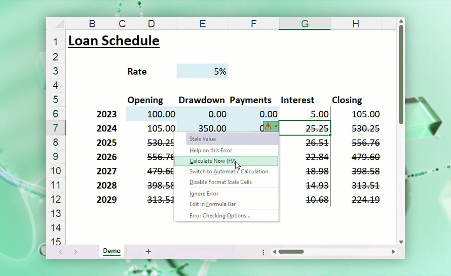 Excel z funkcją formatowania nieaktualnych wartości