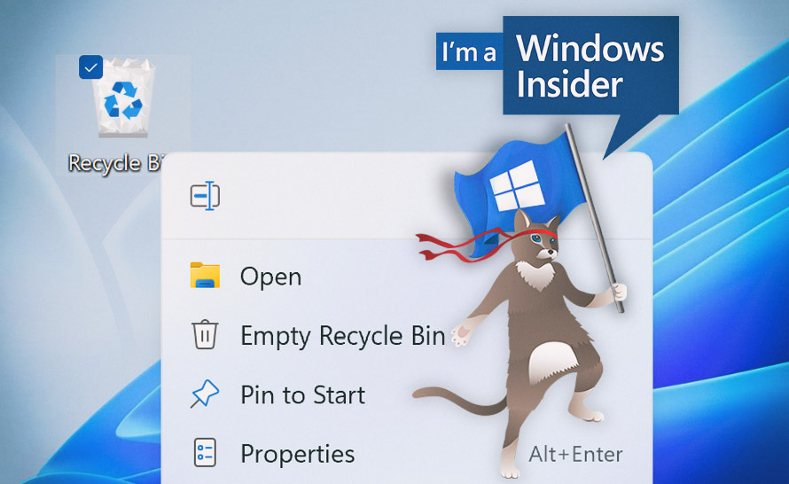 Nowe menu kontekstowe Kosza i inne zmiany w Windows 11 Insider Preview (build 22454 w Dev Channel)
