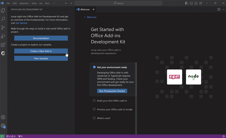 Office Add-ins Development Kit dostępny w Visual Studio Code