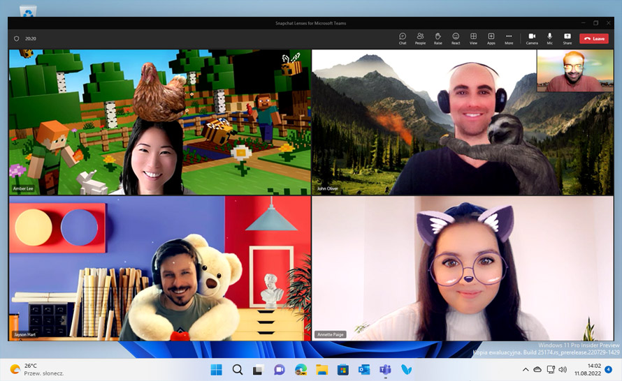 20+ filtrów Snapchata w Microsoft Teams