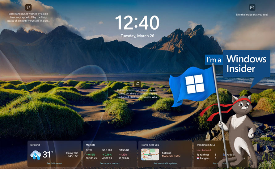 Pogoda i widżety ekranu blokady w Windows 11 (build 26252 w Canary Channel)