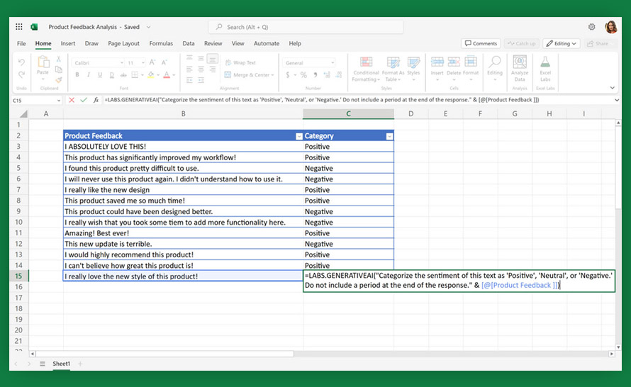 Excel Labs - generatywna sztuczna inteligencja dotarła do Excela