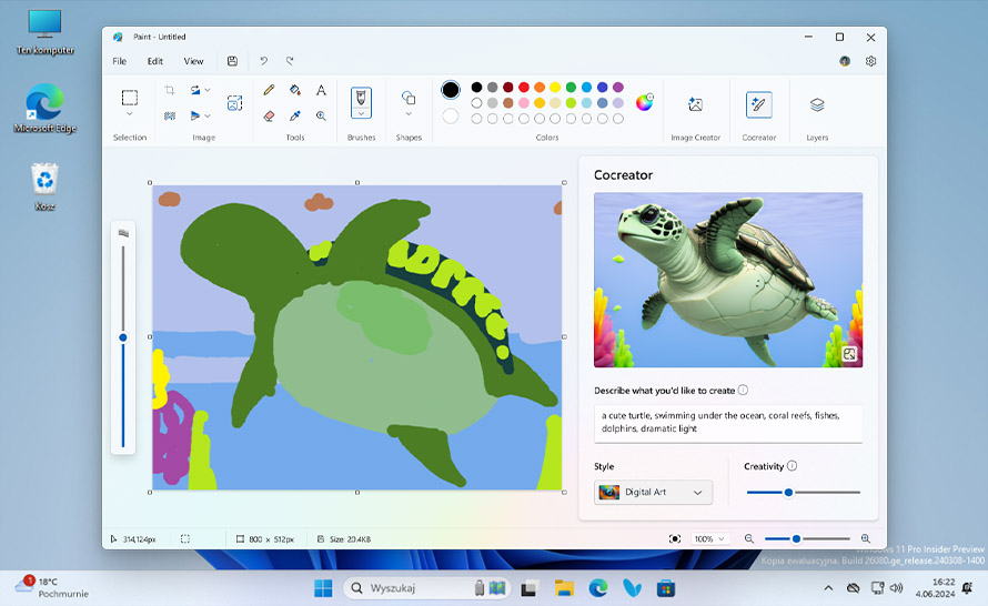 Paint Cocreator wymaga teraz Copilot+ PC z NPU