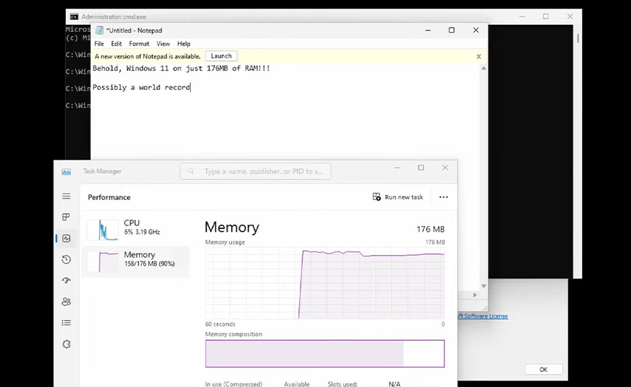 Windows 11 na 176MB RAM? To da się zrobić!