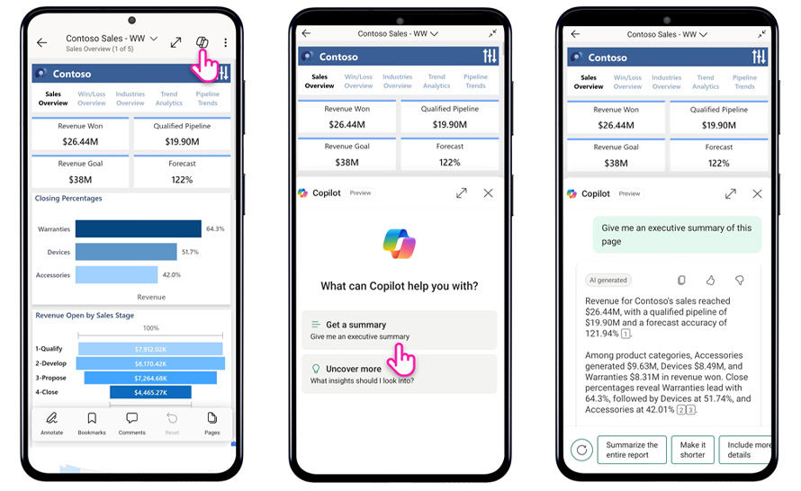 Microsoft Copilot trafił do aplikacji Power BI Mobile