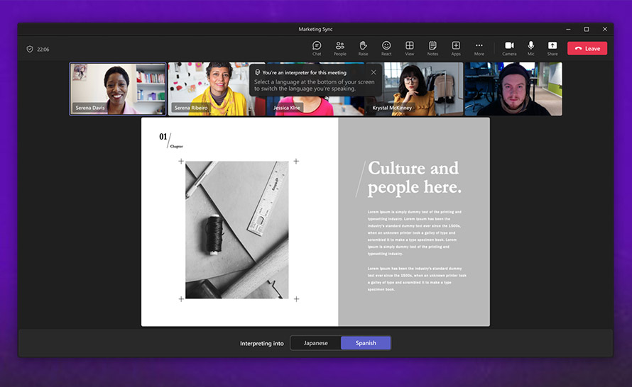 Tłumacze na spotkaniach Teams mogą teraz przełączać języki