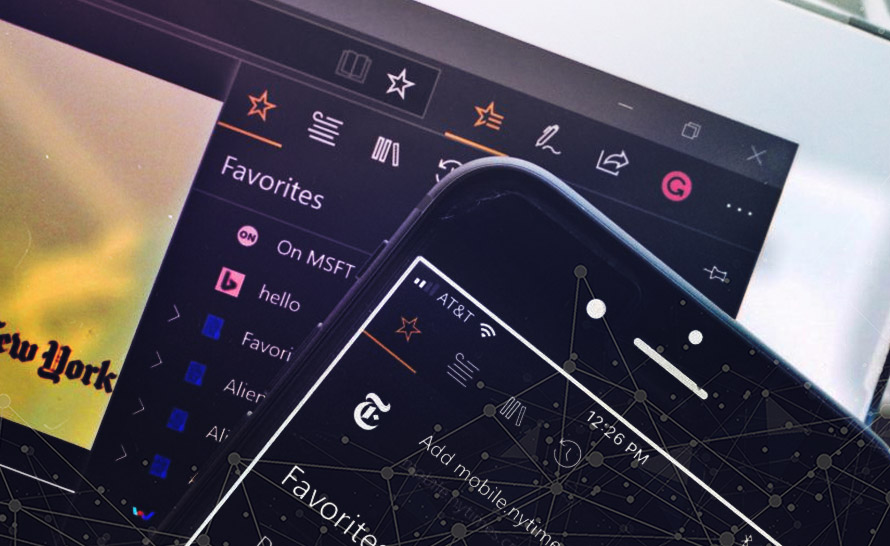 Edge na iOS z opcją wyboru layoutu witryny