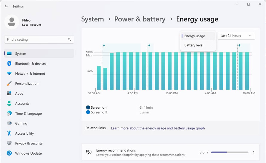 Windows 11 powie Ci, ile energii zużywa Twój komputer