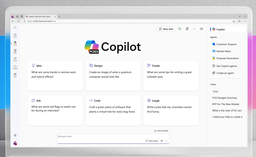 Microsoft 365 Copilot Chat - bezpieczny czat, agenty AI i kontrola IT