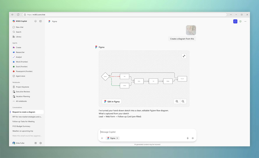 Microsoft 365 Copilot integruje aplikacje biznesowe bezpośrednio w czacie