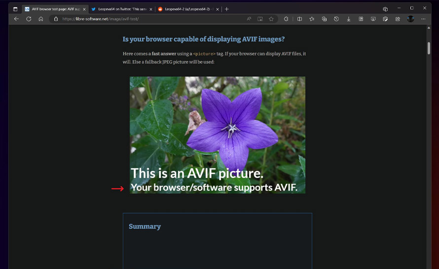 Microsoft Edge z obsługą formatu AVIF