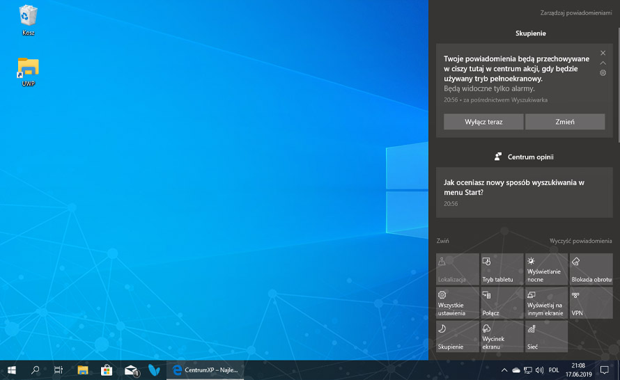 Nowe opcje zarządzania powiadomieniami w Windows 10 20H1