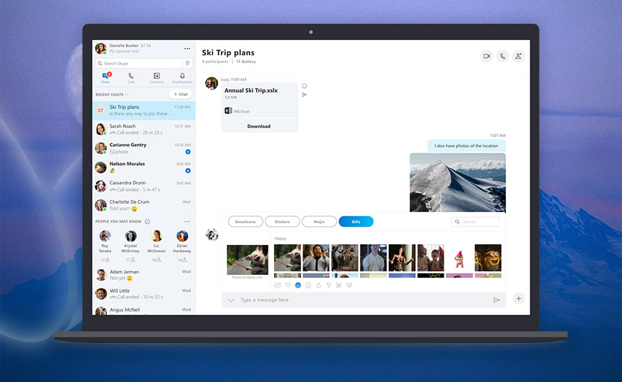 Ulepszone przeciąganie i wydajność GIF-ów w Skype 8.103