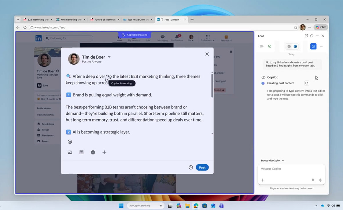 Copilot przejmuje ster w Edge. Agentyczna AI klika za pracownika