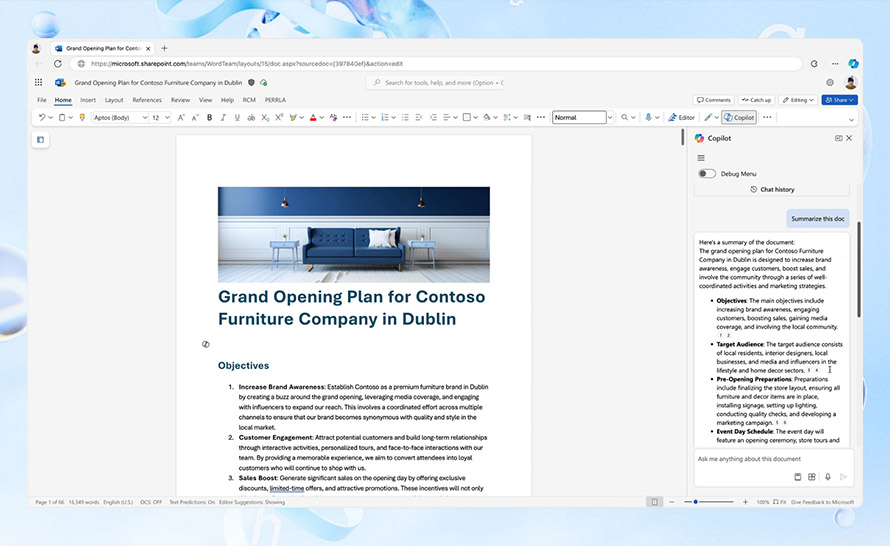 Copilot w Word może teraz podsumować dłuższy dokument