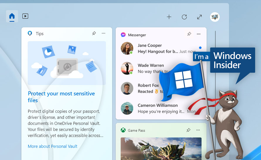 Messenger z widżetem na Windows 11 (build 25284 w Dev Channel)