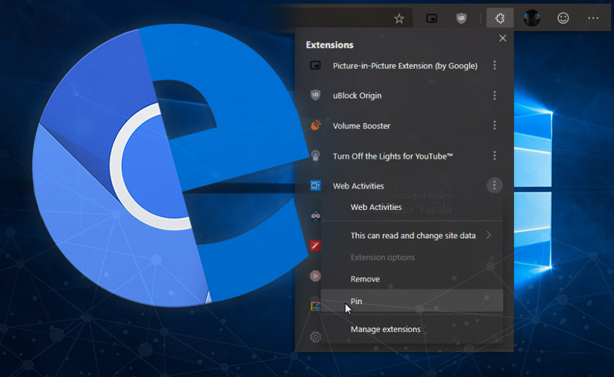 Nowe menu rozszerzeń w nadchodzącej aktualizacji Edge Canary