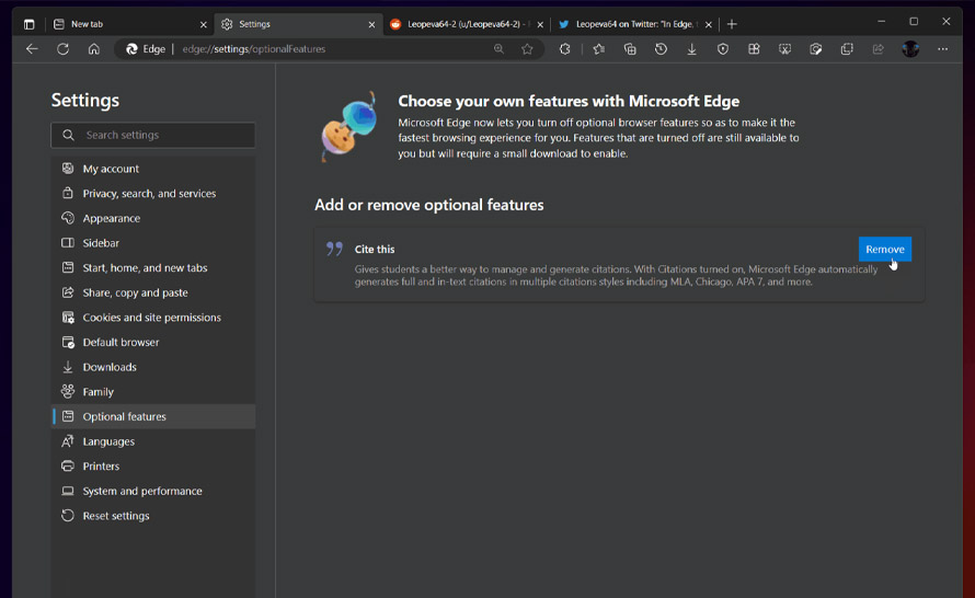 Edge pozwoli usuwać funkcje opcjonalne