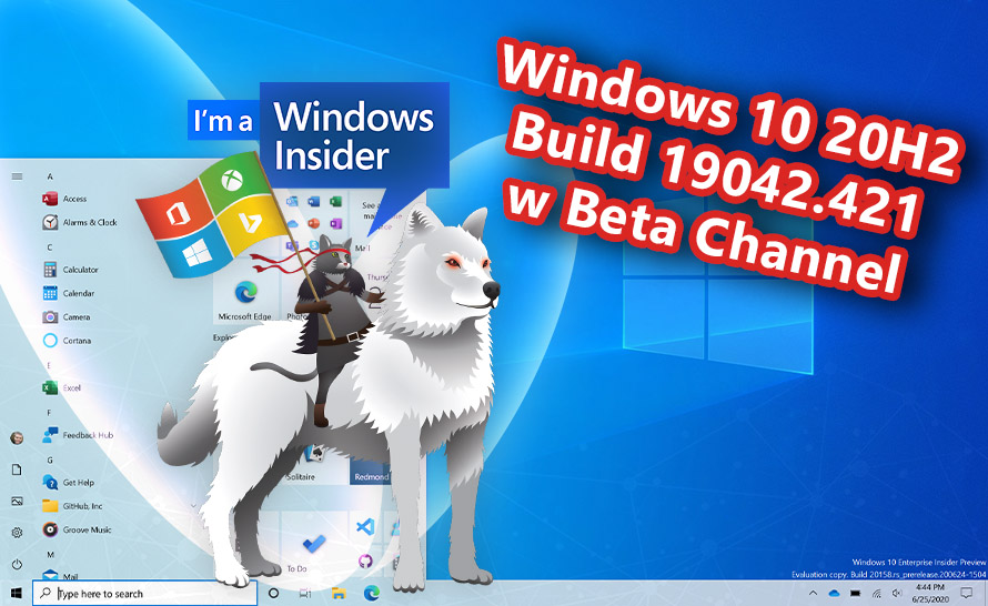 Windows 10 20H2 z aktualizacją 19042.421 w Beta Channel