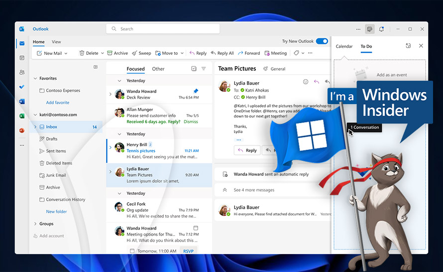 Nowy Outlook i ulepszenia grafiki w Windows 11 (build 25915 w Canary Channel)