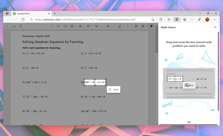 Math Solver, Tryb dla dzieci i inne funkcje usunięte z Edge 117