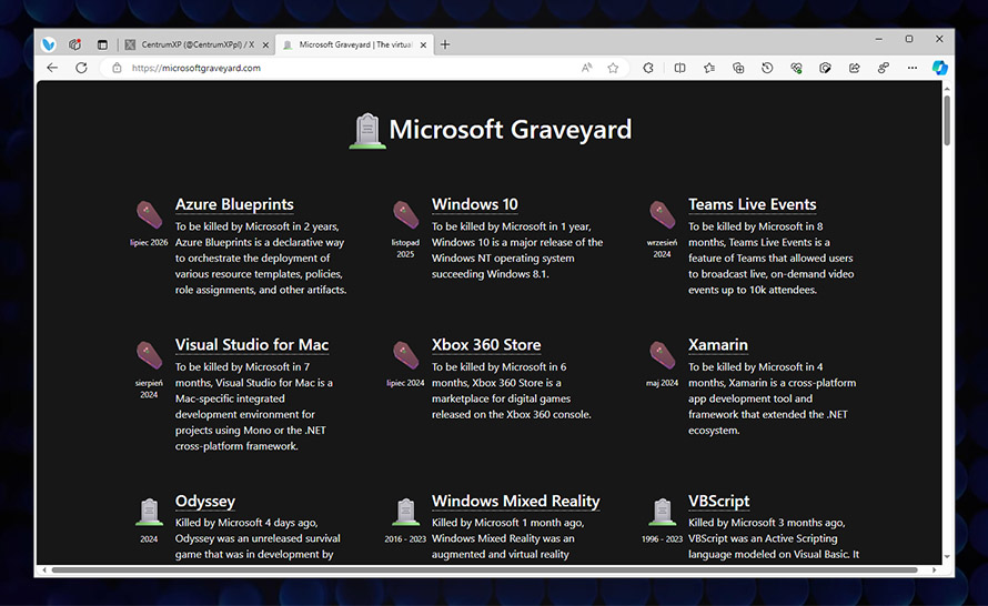 Microsoft Graveyard - cmentarzysko produktów giganta z Redmond