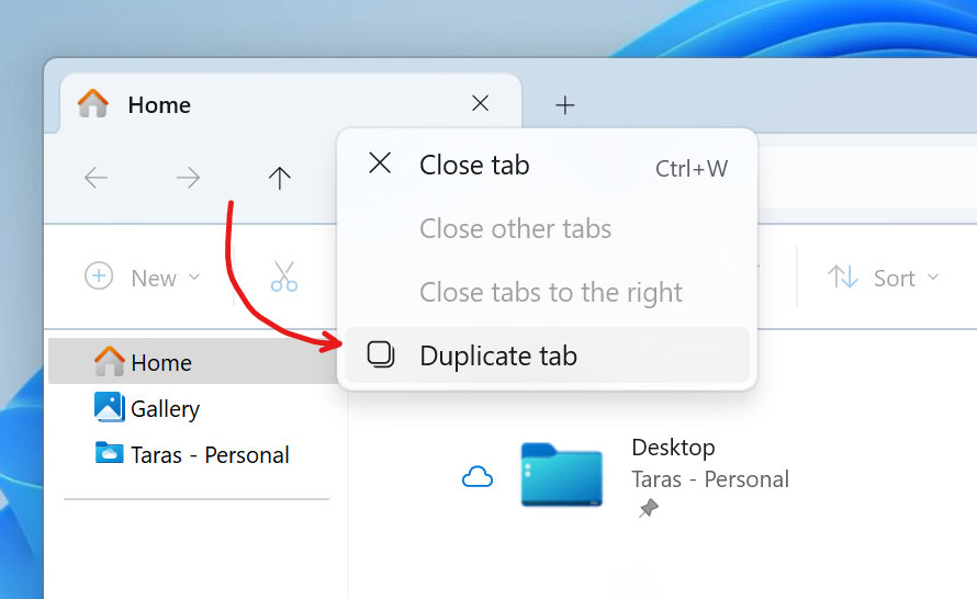 Eksplorator na Windows 11 pozwala duplikować karty