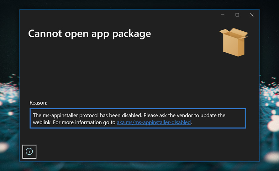 Windows nie pozwala już instalować aplikacji z Internetu poprzez ms-appinstaller