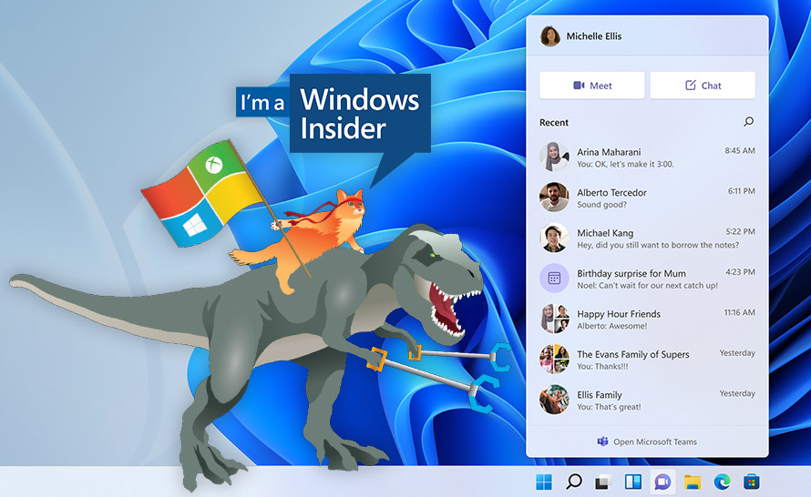 Czat z Microsoft Teams po polsku i nowy widżet w Windows 11 (build 22000.168)