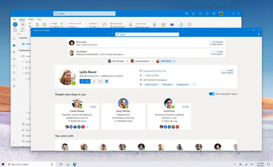Nowa apka eksploratora organizacji w Outlook i inne zmiany w Office Insider