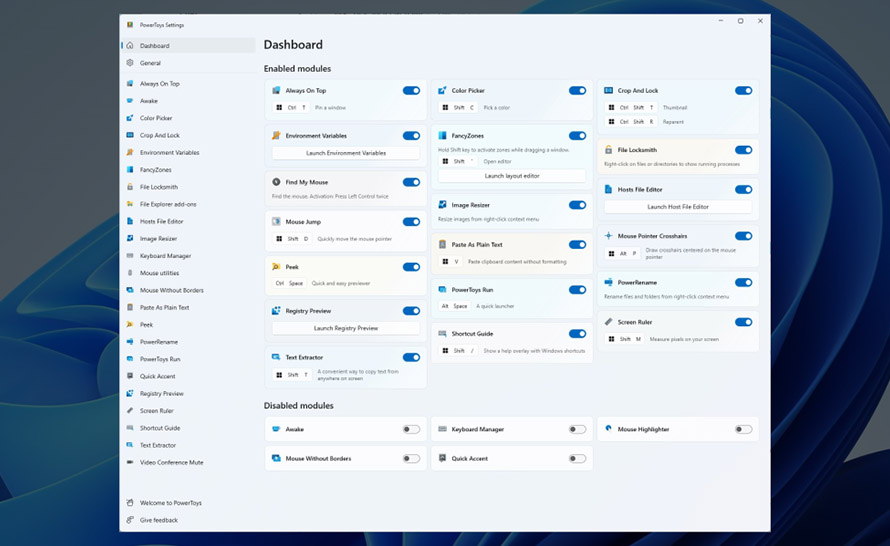 Nowa tablica ustawień w PowerToys 0.75