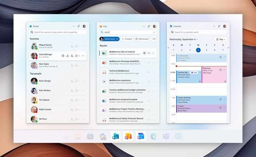 Pracuj sprytniej z Copilotem w aplikacjach Osoby, Pliki i Kalendarz